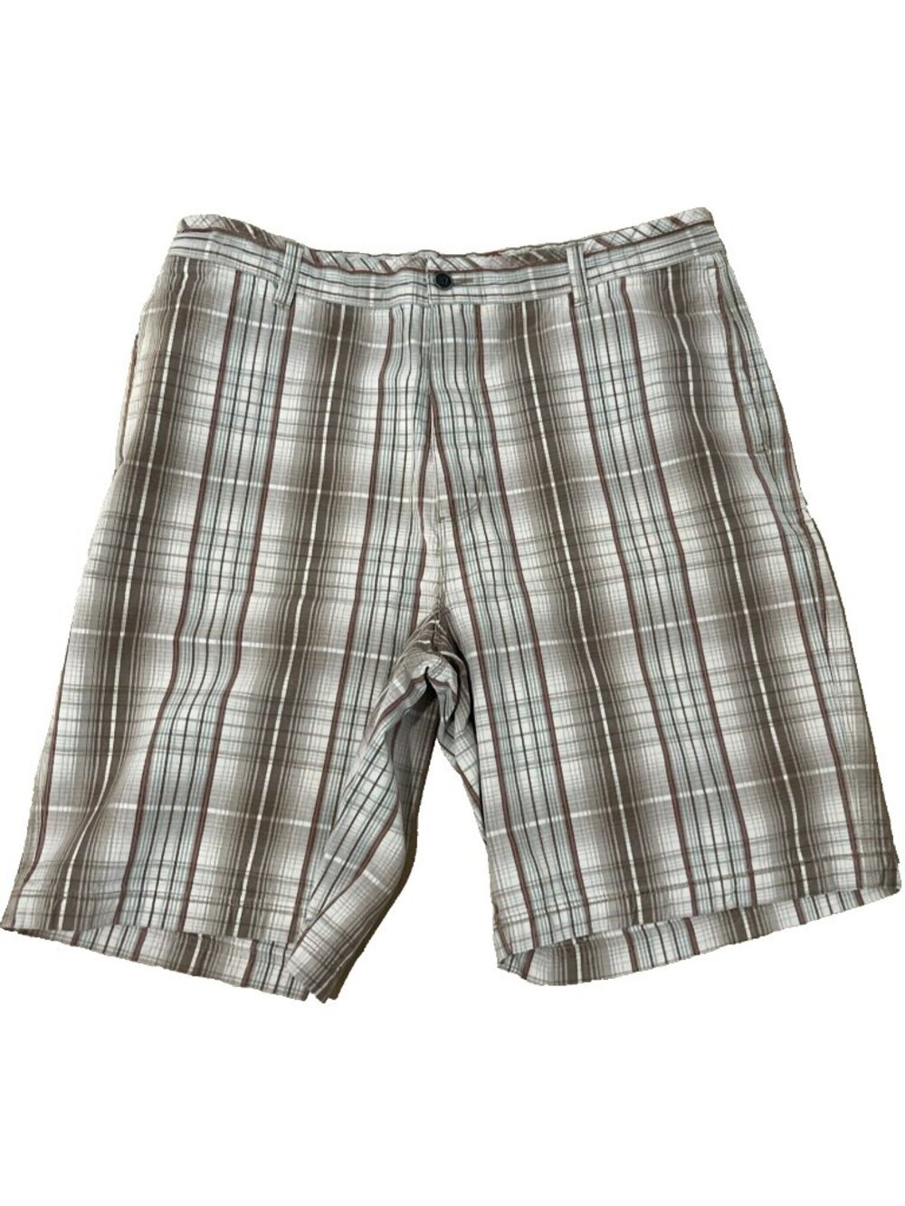 Tommy Bahama Silk Cotton Brown Plaid Shorts Mens Size 36